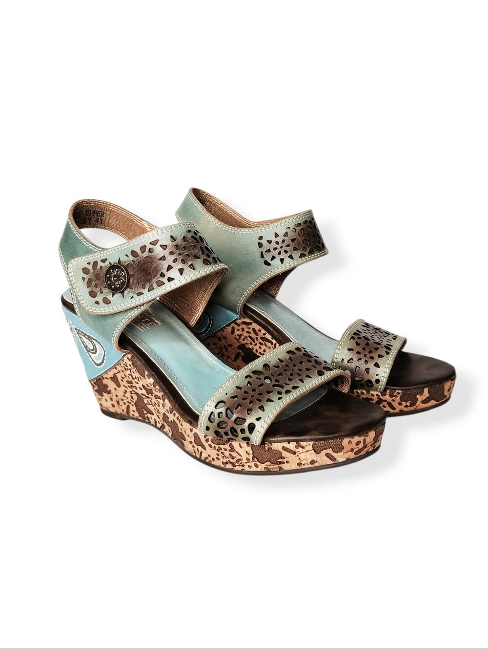 L'Artiste Spring Step Womens Allura Sky Blue Wedge Open Toe Sandals Size 41 10